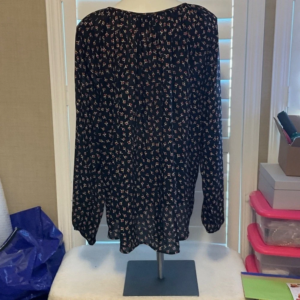 Chaps Black Floral Blouse